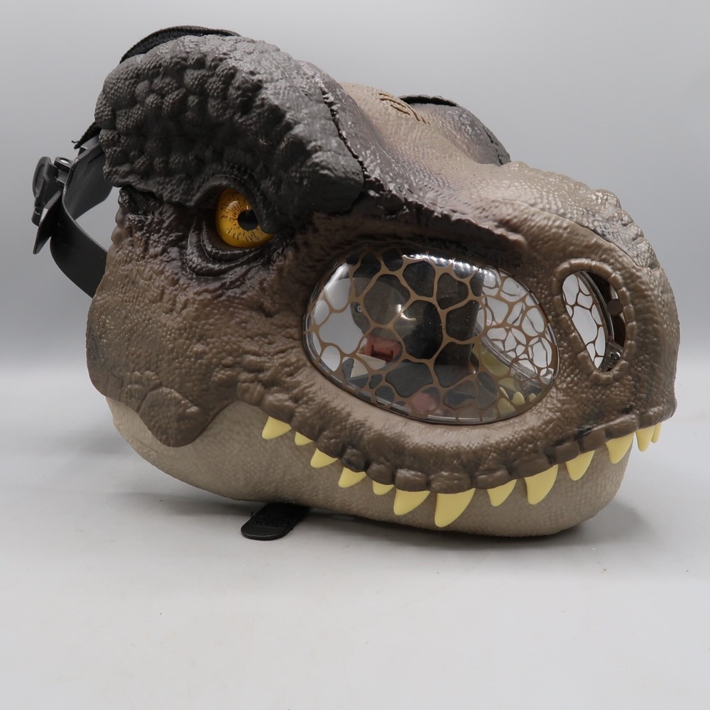 Jurassic World Brown Raptor Dinosaur Chomp 'n Roar Mask Halloween w Sound